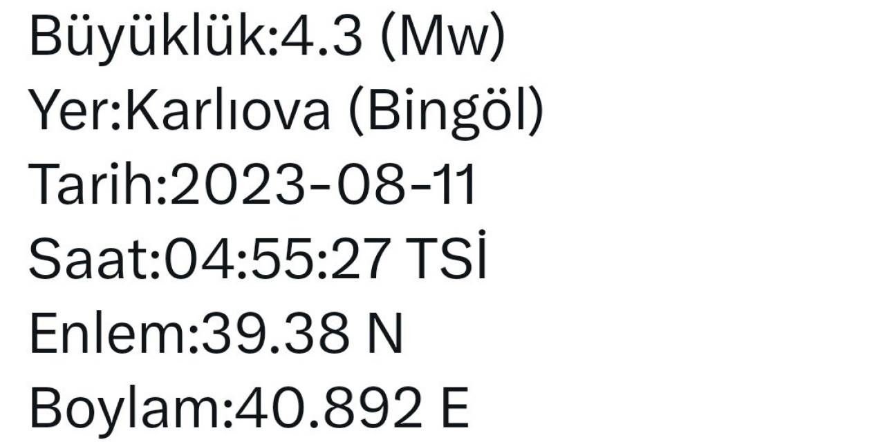 Bingöl’de Korkutan Deprem