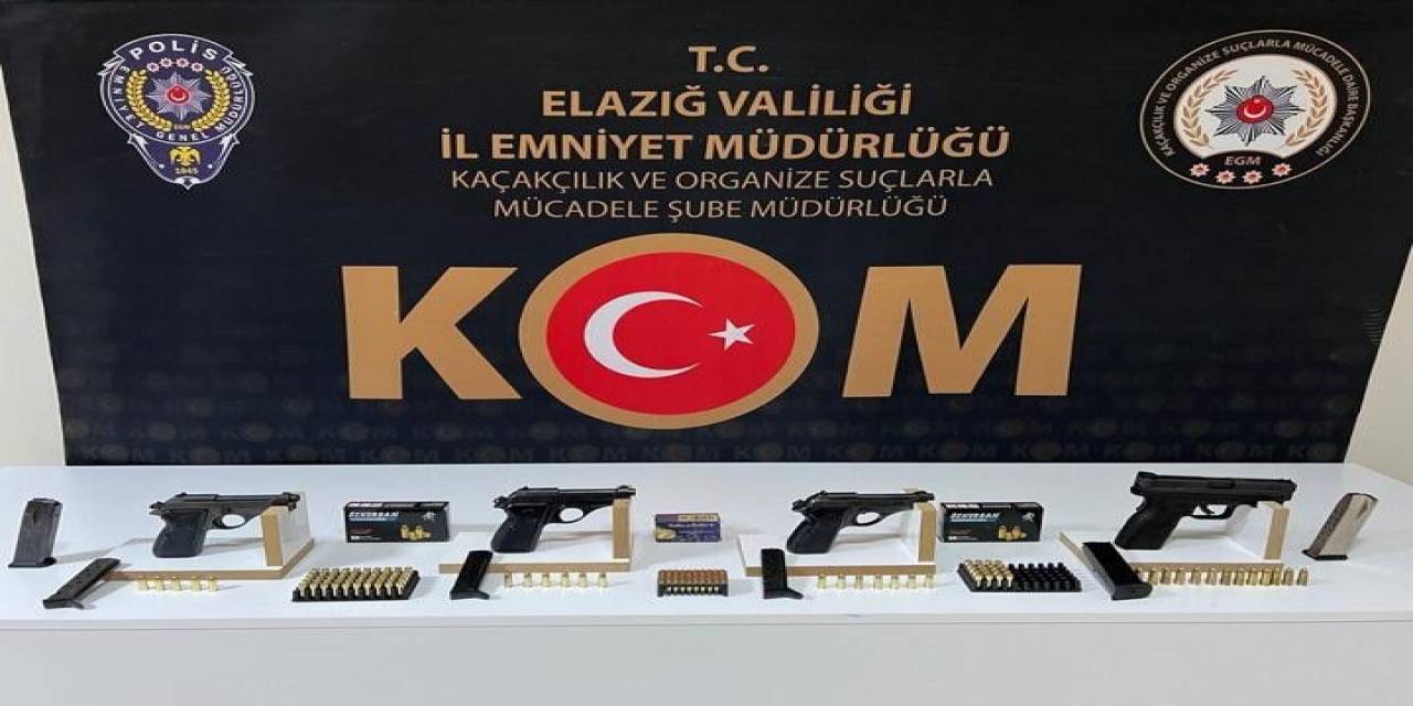 Elazığ’da 4 Adet Ruhsatsız Tabanca Ve 151 Adet Fişek Ele Geçirildi