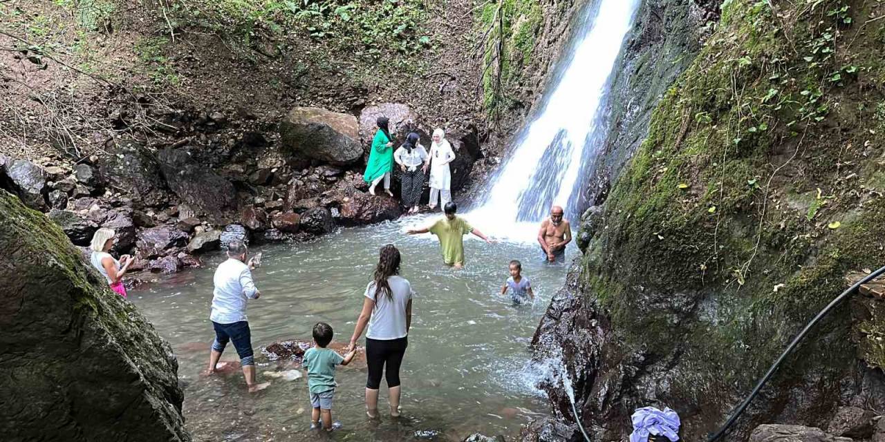Sıcaktan Bunalan Şelaleye Koştu