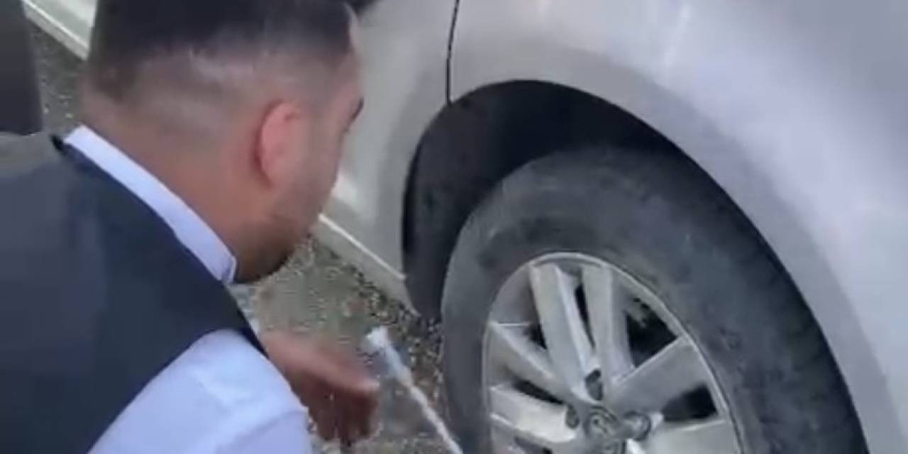 Düğü Konvoyunu Durdurup Damada Lastik Değiştirttiler