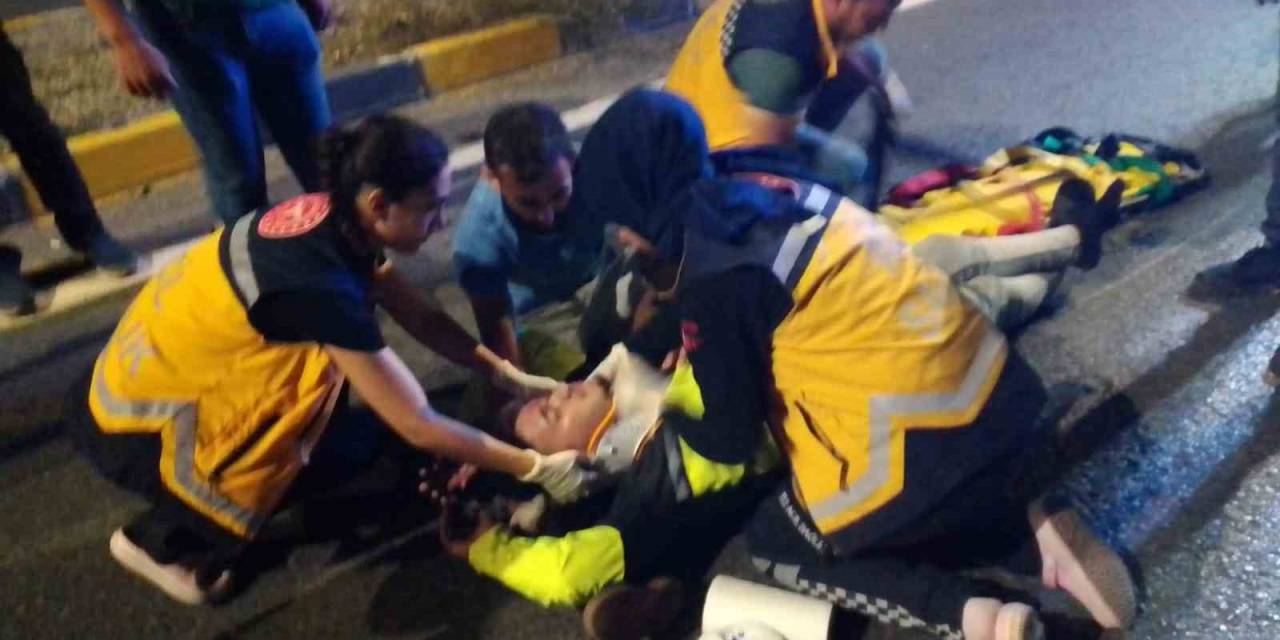Ani Fren Yapan Otomobil Nedeniyle Motordan Düştü: 1 Yaralı
