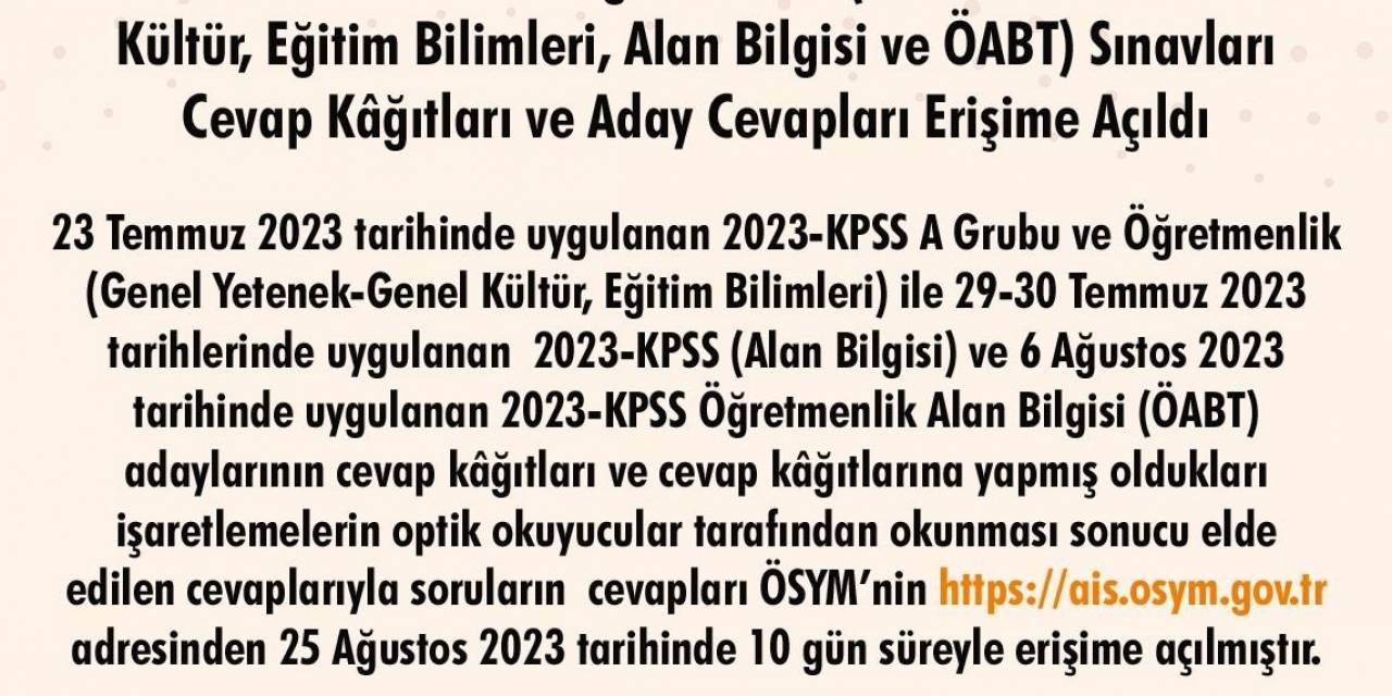 2023 Kpss Cevap Kağıtları Ve Aday Cevapları Erişime Açıldı