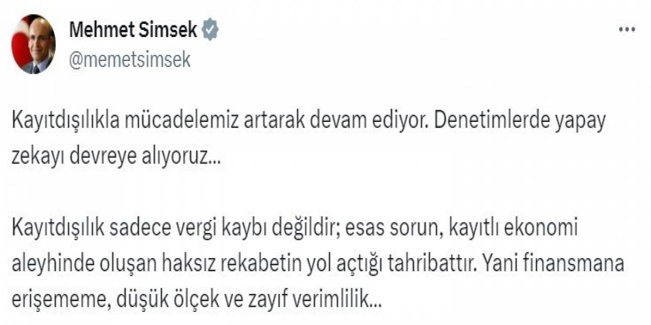 Bakan Şimşek: “Denetimlerde Yapay Zekayı Devreye Alıyoruz”