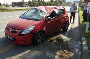 Rize’de Takla Atan Otomobilde Ölümden Kurtuldular