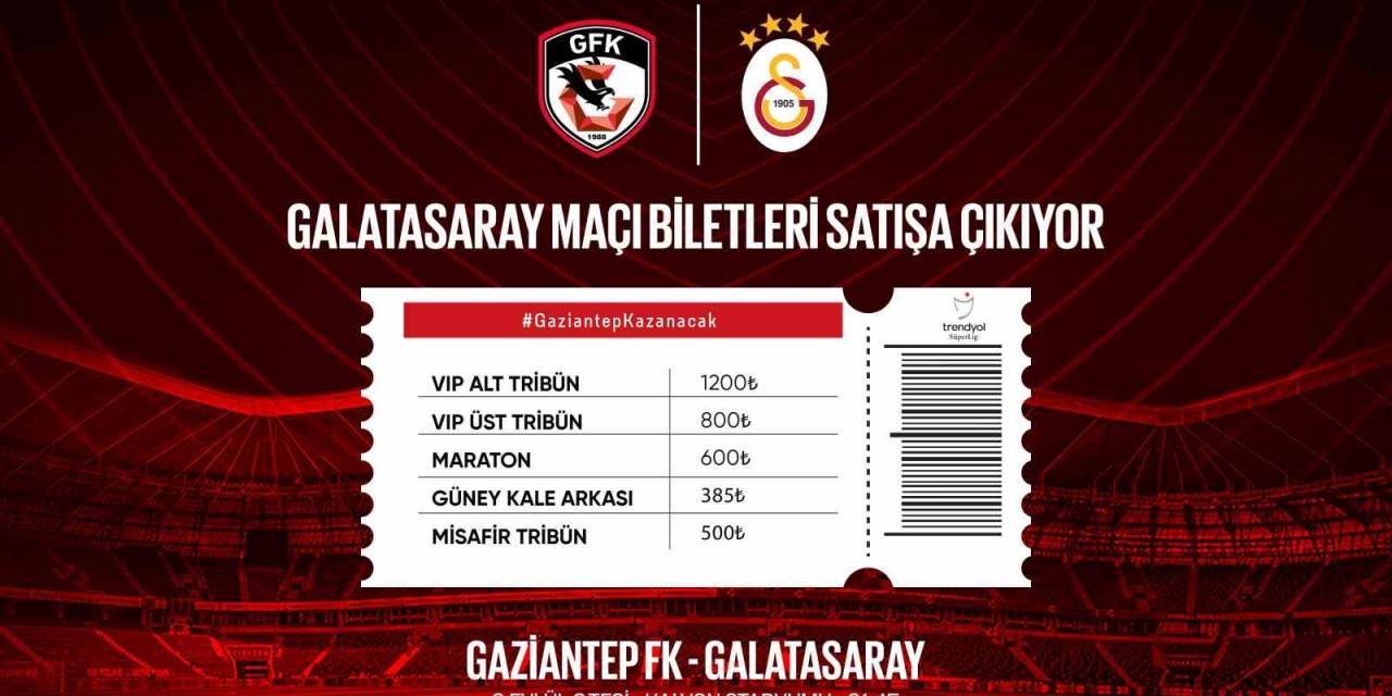 Gaziantep Fk - Galatasaray Maçı Biletleri Satışta