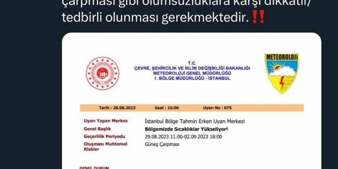 Sakarya Valiliğinden Sıcaklık Uyarısı