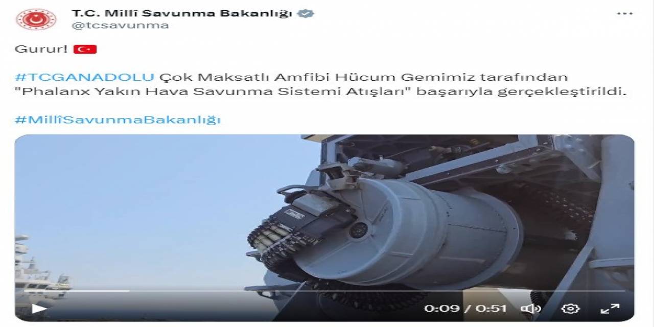 Tgc Anadolu’da ’phalanx Yakın Hava Savunma Sistemi Atışları’ Başarıyla Gerçekleşti