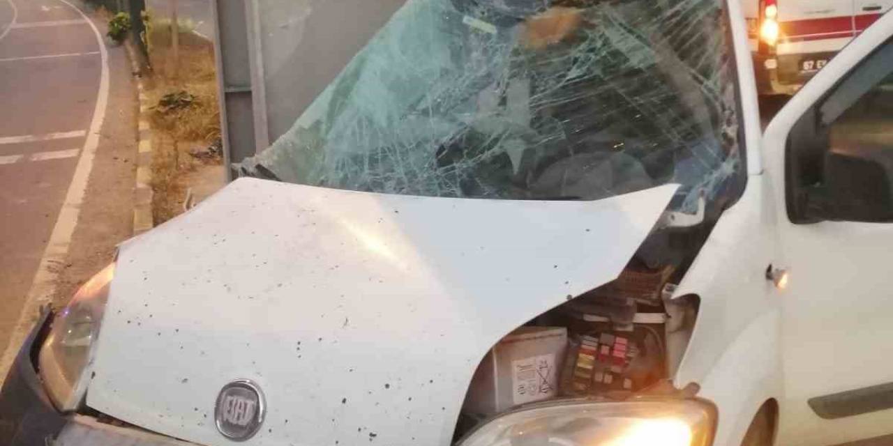 Kontrolden Çıkan Otomobil Üst Geçit Direğine Çarptı:1 Yaralı