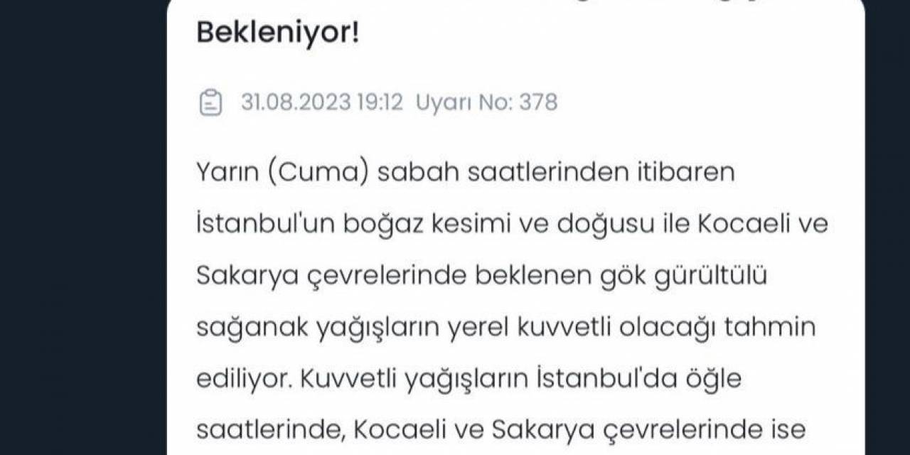 Sakarya’da Sağanak Uyarısı