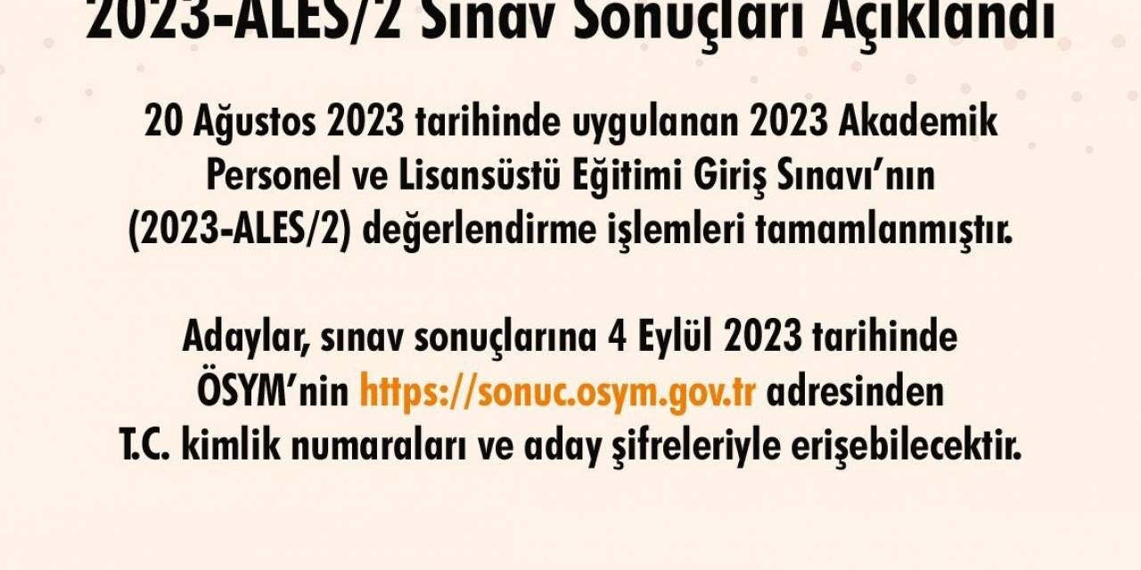 2023-ales/2 Sonuçları Açıklandı