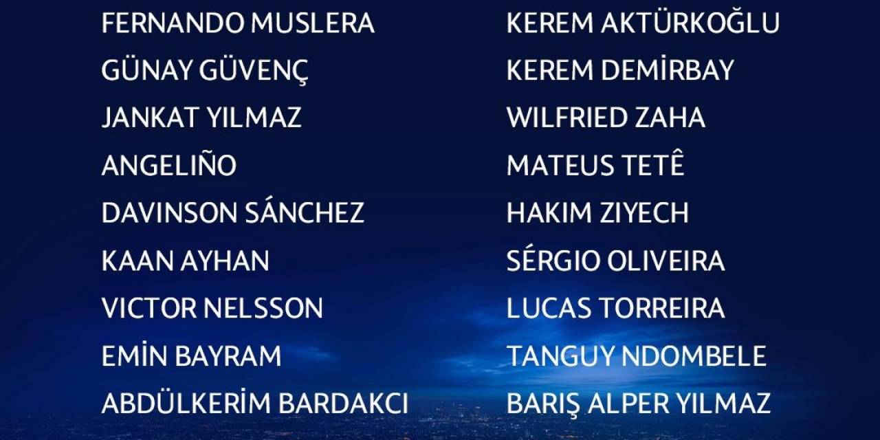 Galatasaray, Uefa Şampiyonlar Ligi Kadrosunu Açıkladı