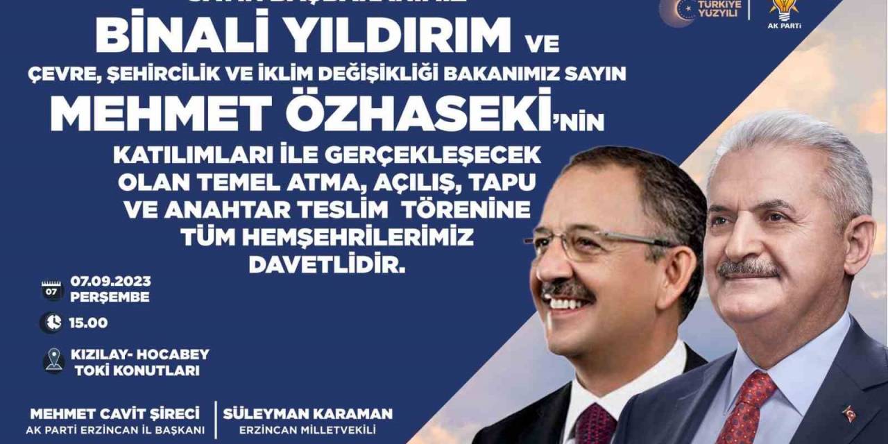 Bakan Özhaseki Ve Yıldırım Erzincan’a Geliyor