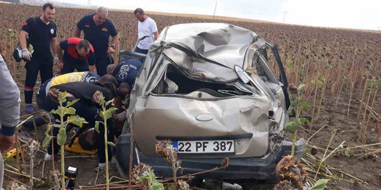 Edirne’de Kontrolden Çıkan Otomobil Takla Attı: 1 Ölü, 2 Yaralı