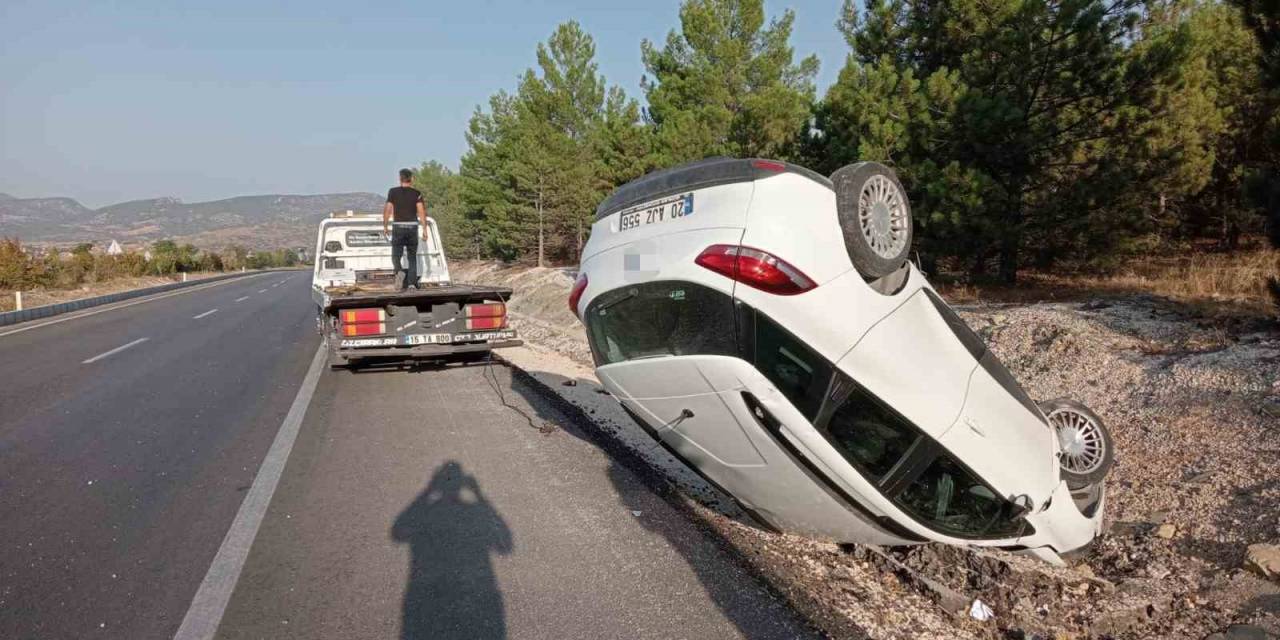 Burdur’da Kontrolden Çıkan Otomobil Takla Attı: 1 Yaralı