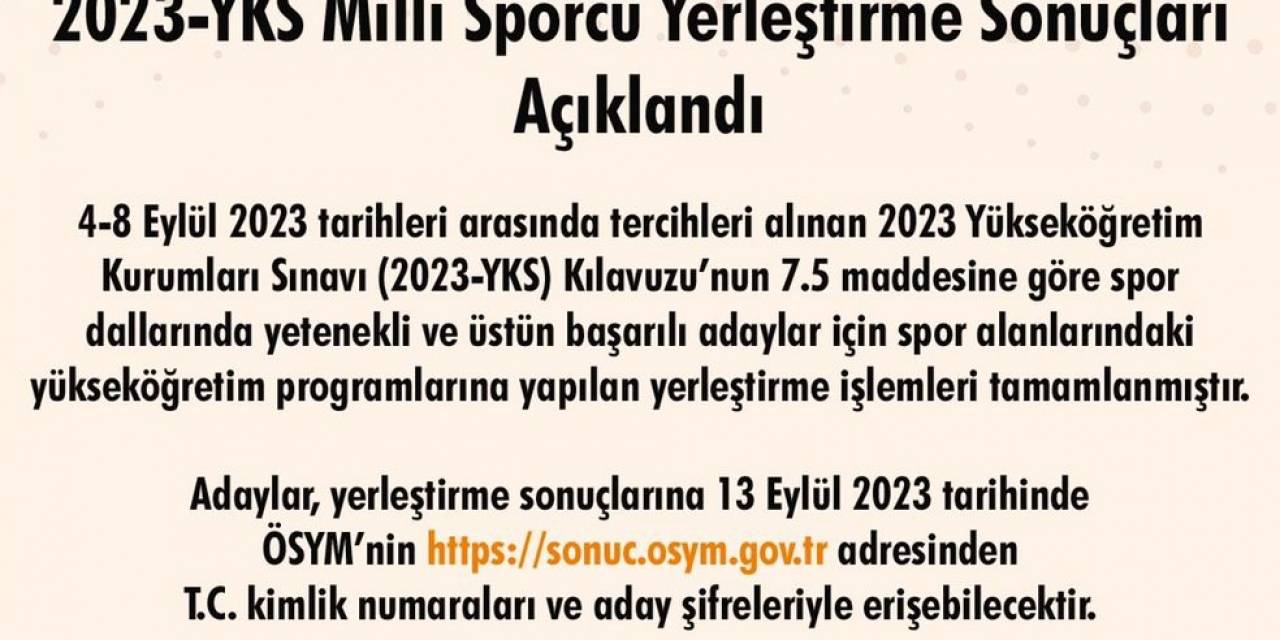 2023-yks Milli Sporcu Yerleştirme Sonuçları Açıklandı