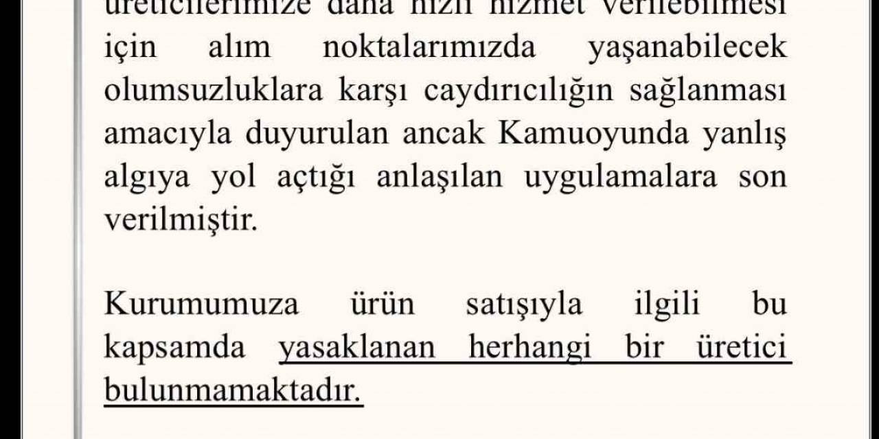 Tmo, ’yasaklı Üretici’ Uygulamasına Son Verdi