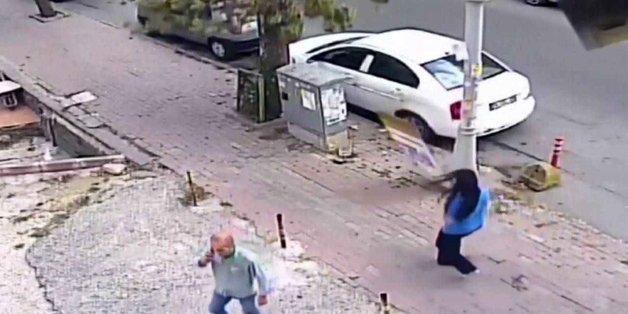 Sultangazi’de Bir Adımla Kurtuluş Kamerada: Kilolarca Ağırlıktaki Cam Üzerine Devriliyordu