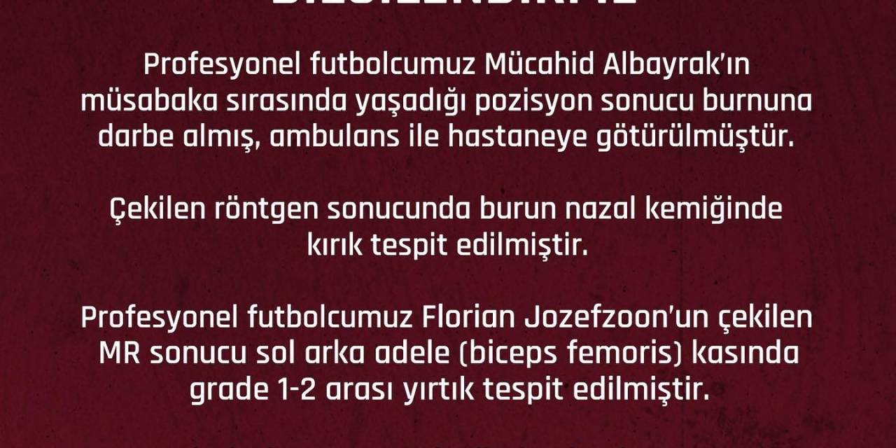 Bandırmaspor’da İki Futbolcu Sakatlandı