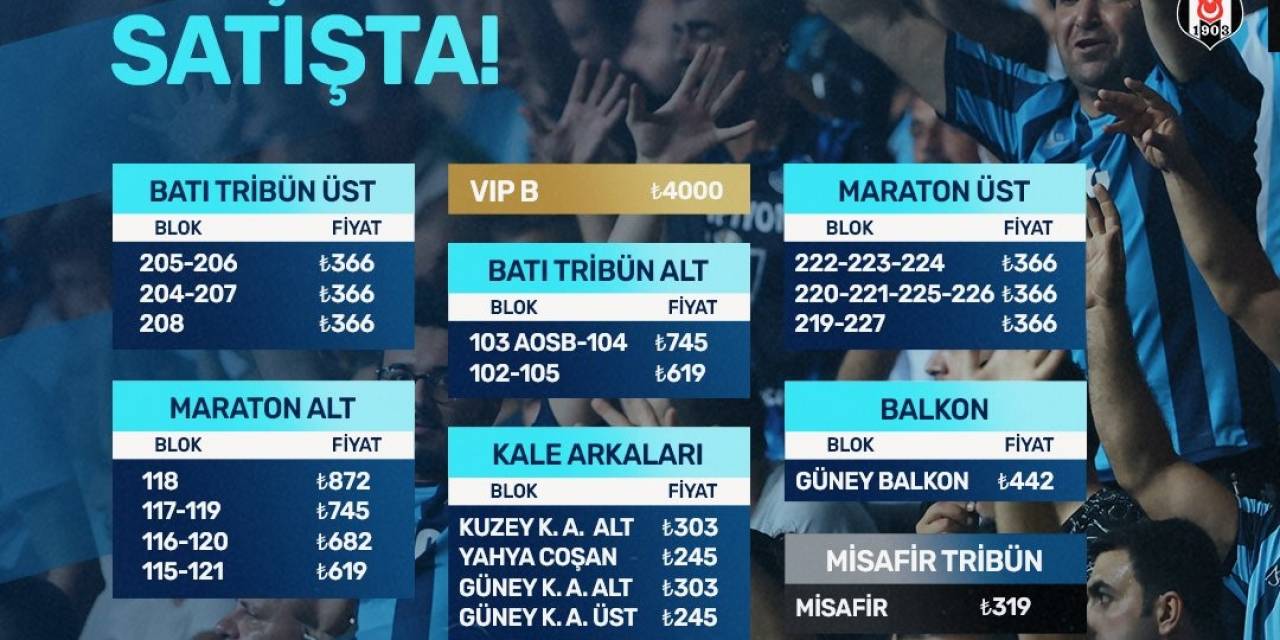 Y. Adana Demirspor - Beşiktaş Maçının Biletleri Satışta