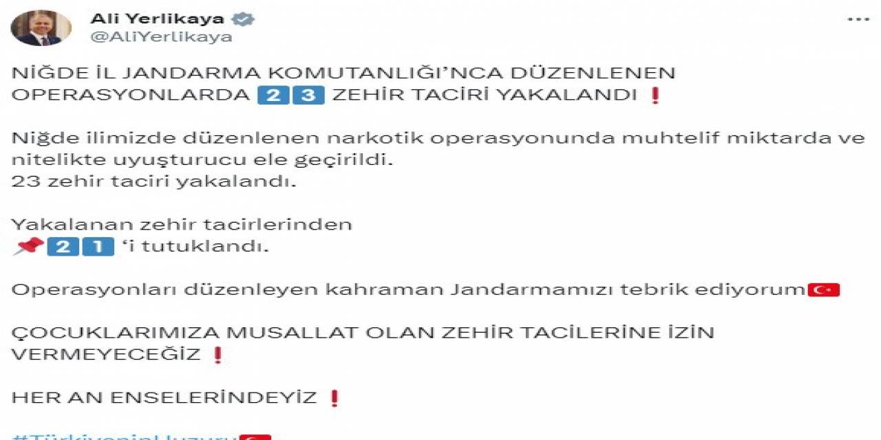 Niğde’de 23 Zehir Taciri Yakalandı