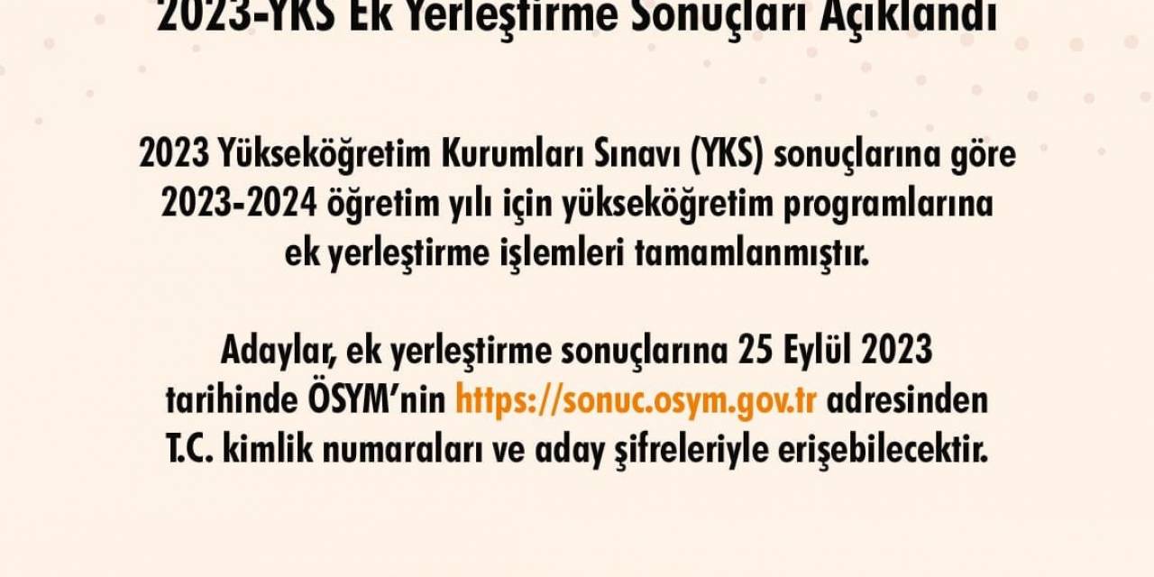 2023-yks Ek Tercih Sonuçları Açıklandı