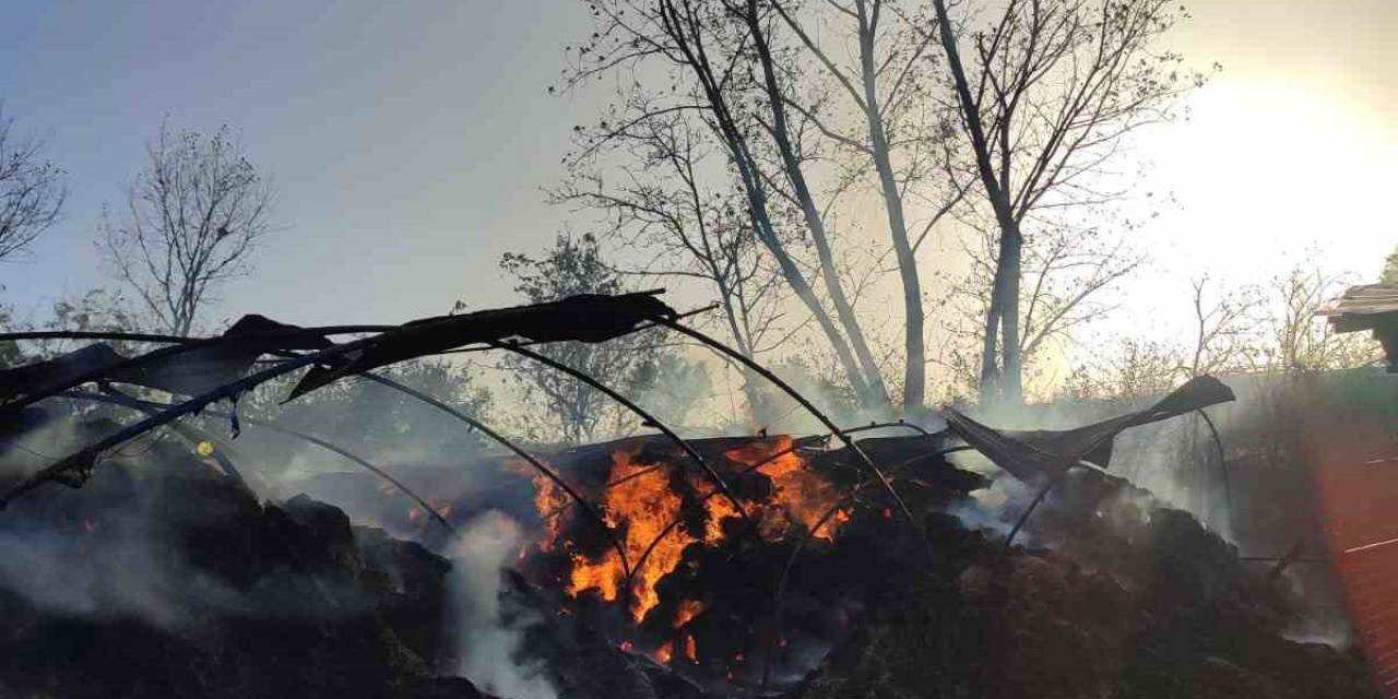 Tekirdağ’da 3 Bin Balya Saman Alev Alev Yandı