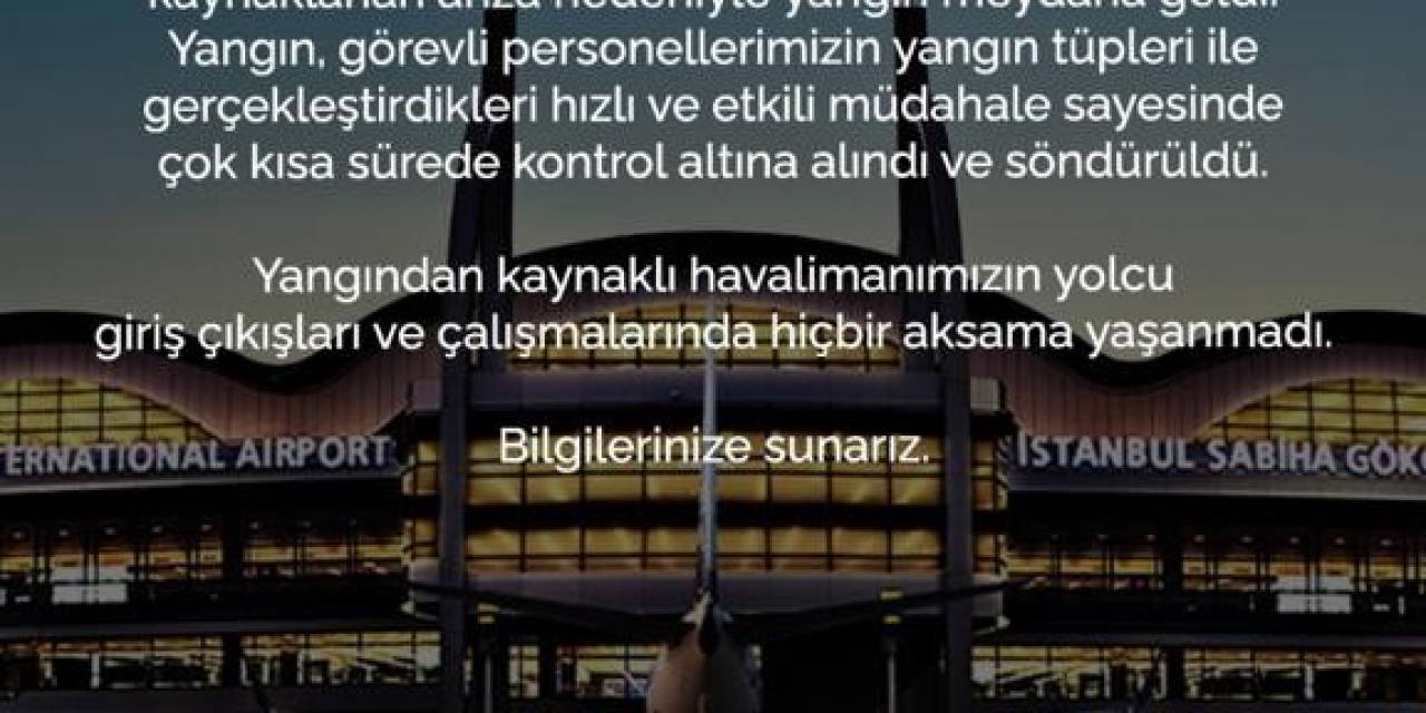 Sabiha Gökçen Havalimanı’ndaki Duman Hakkında Isg’den Açıklama