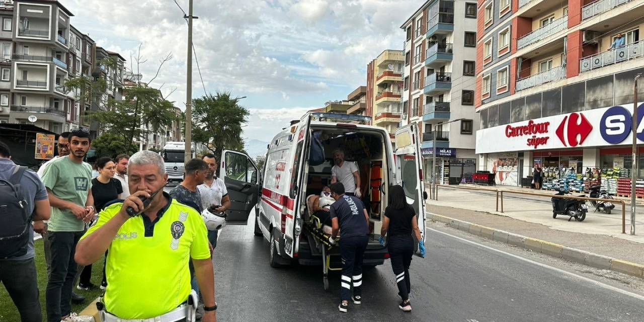 Milas’ta Motosiklet Sürücüsünü Kaskı Kurtardı