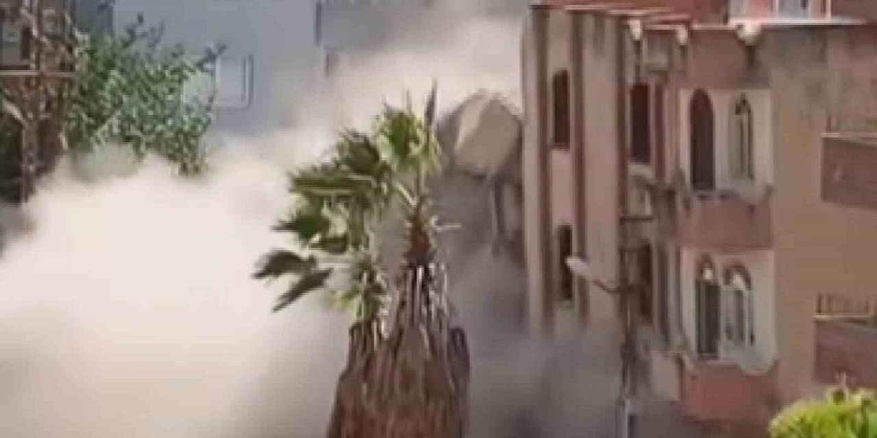 Meraklı Vatandaşların Bina Çöktüğü Esnada Yaşadıkları Panik Kamerada