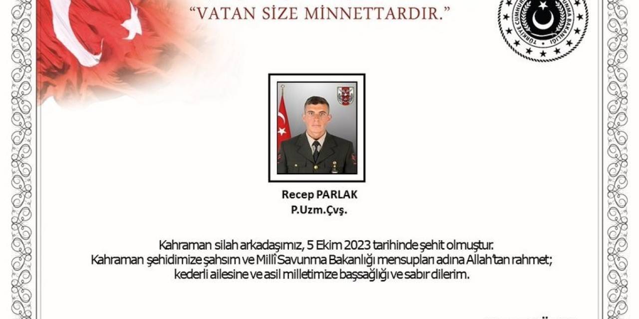 Msb: “Pençe-kilit Operasyonu Bölgesinde 1 Asker Şehit Oldu”