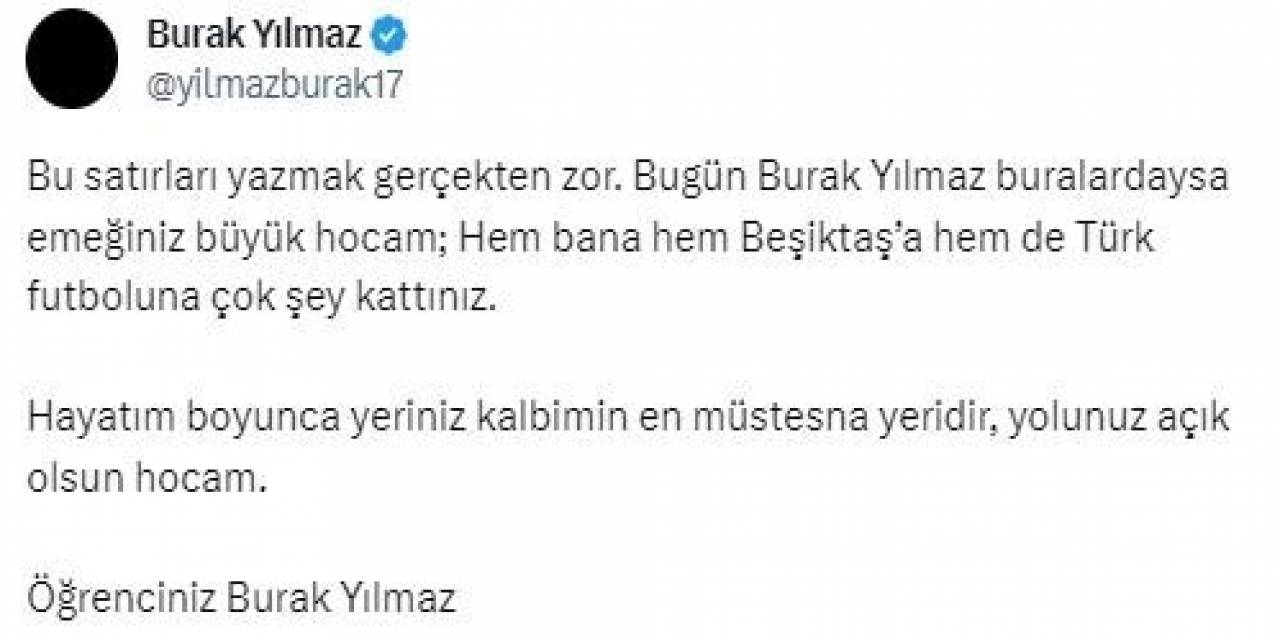 Burak Yılmaz’dan Şenol Güneş’e: "Hayatım Boyunca Yeriniz Kalbimin En Müstesna Yeridir, Yolunuz Açık Olsun Hocam"