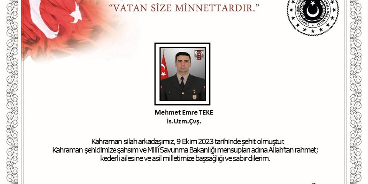 Msb Pençe-kilit Bölgesinde Bir Askerin Şehit Olduğunu Açıkladı