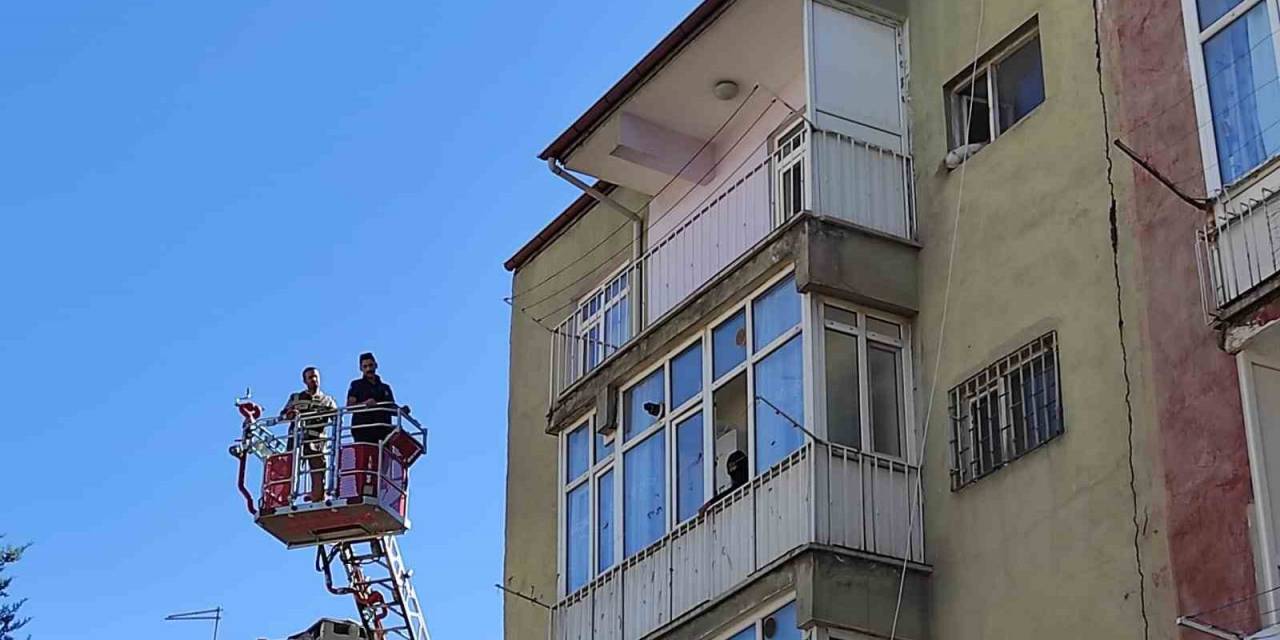 Balkonda Mahsur Kalan Kediyi Haydi Ve İtfaiye Ekipleri Kurtardı