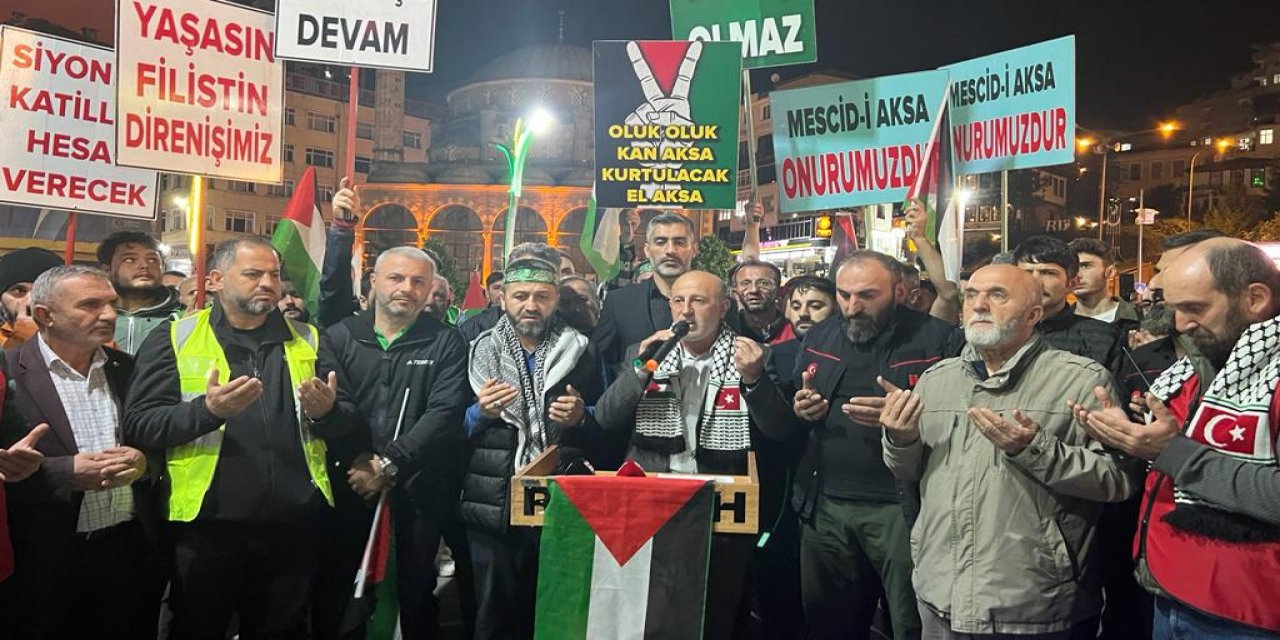 Rize'de Filistinlilere destek gösterisi yapıldı