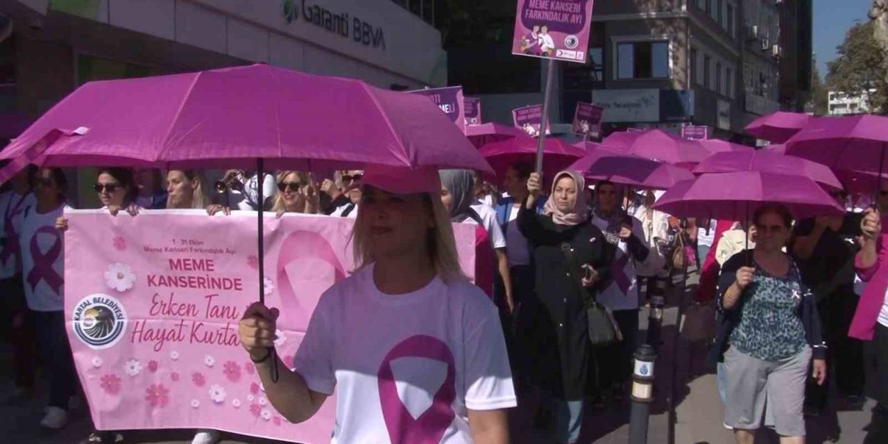 Kartal’da ’pembe Patika Yürüyüşü’ İle Meme Kanserine Dikkat Çekildi