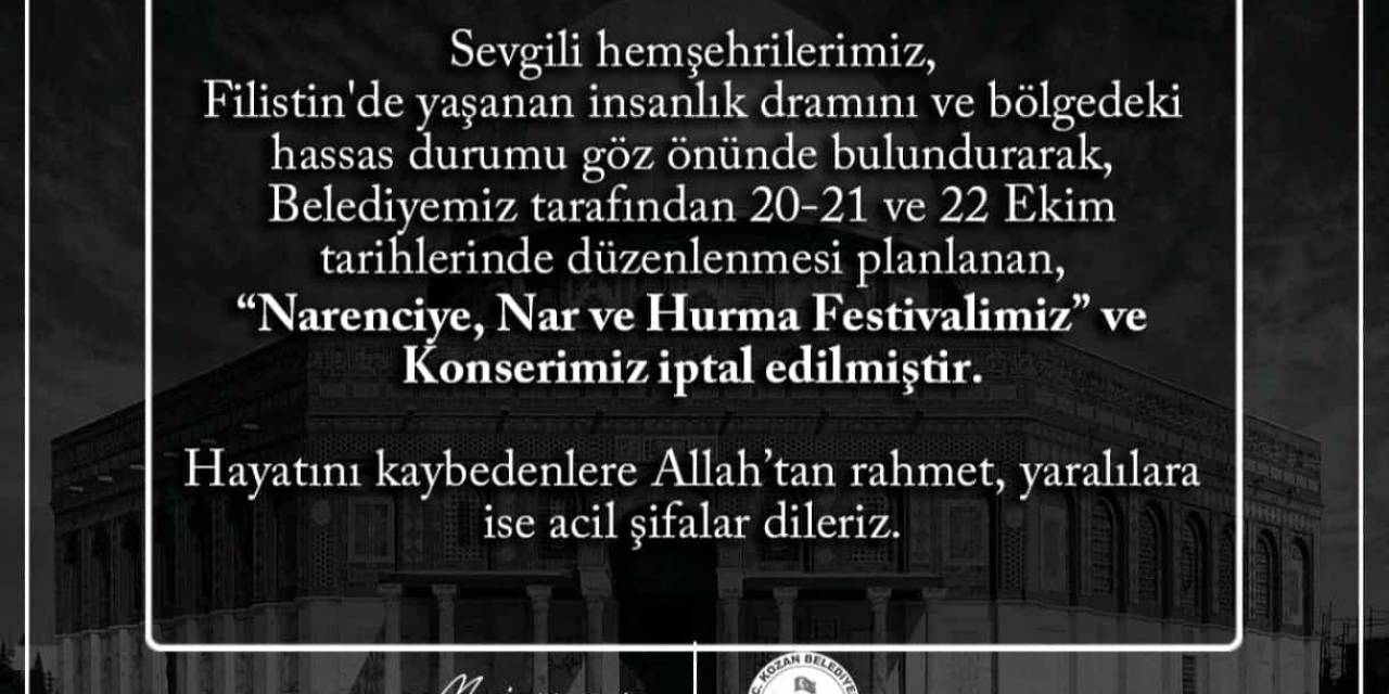 Kozan’da ‘Narenciye, Nar Ve Hurma Festivali’ İptal Edildi