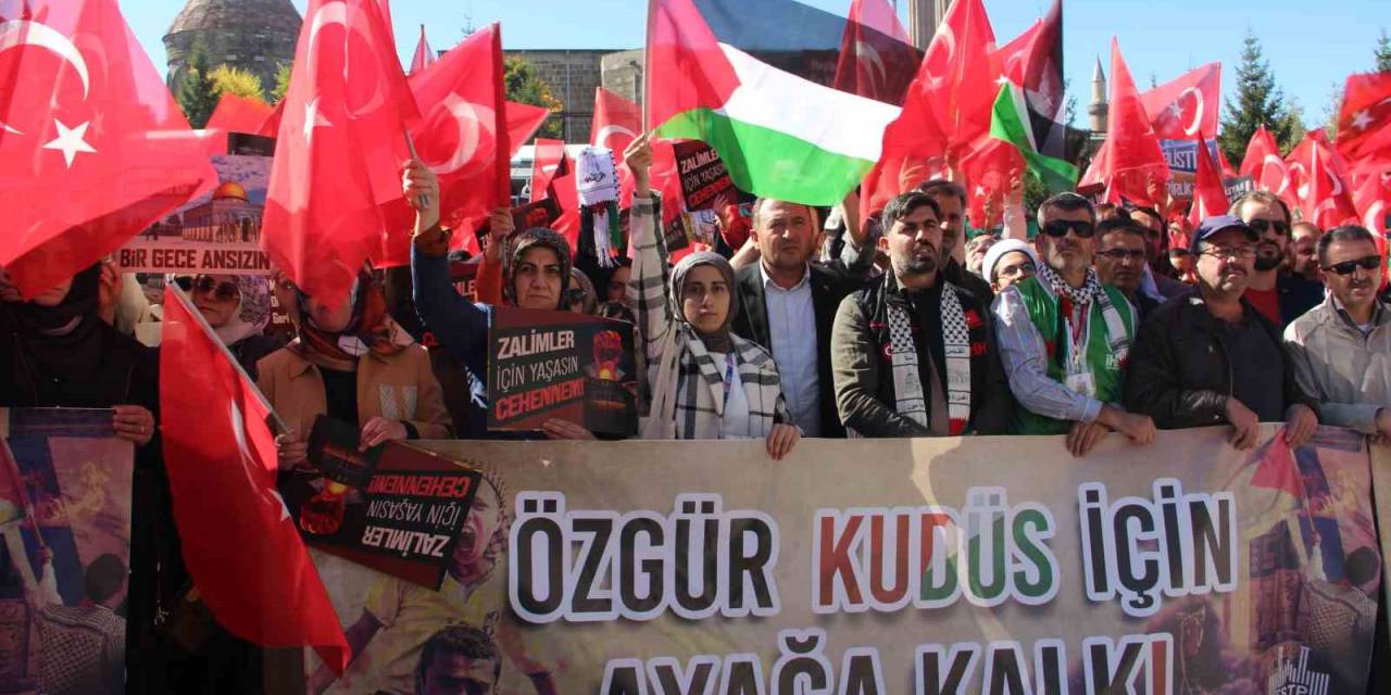 Erzurum’dan Filistin’e Destek, İsrail Saldırılarına Tepki