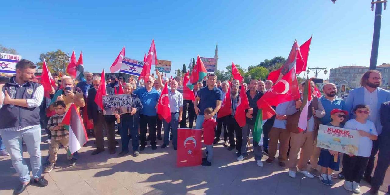 Tekirdağ’da İsrail’e Lanet, Filistin’e Destek Gösterisi