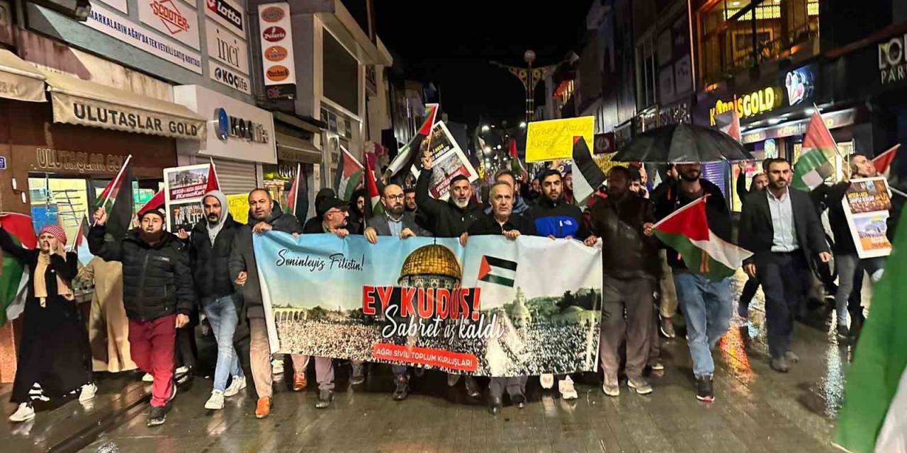 Ağrı’da İsrail’in Gazze Saldırısı Protesto Edildi