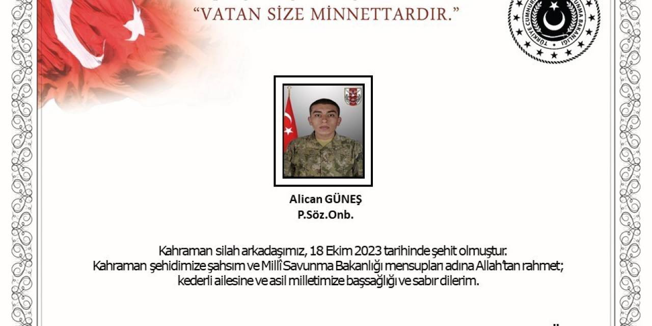 Pençe-kilit Operasyonu Bölgesinde Bir Asker Şehit Oldu