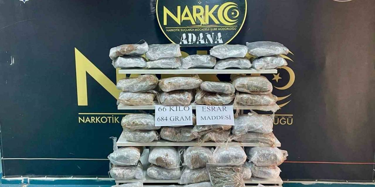 Narkotik Polisleri Saman Yüklü Çuvalların İçerisine Gizlenmiş 66 Kilogram Esrar Ele Geçirdi