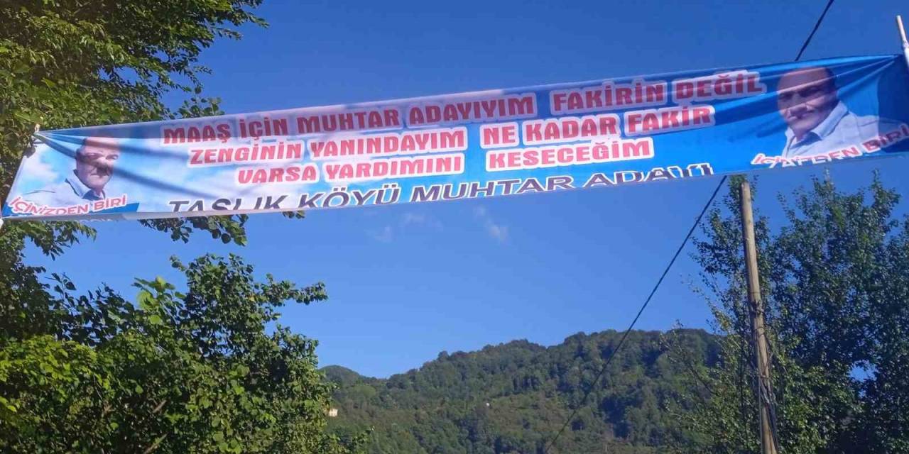 Muhtar Adayından İlginç Seçim Pankartı