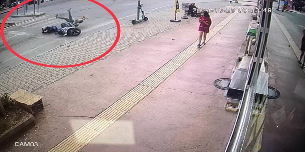 Ters Yönden Gelen Motosiklet Sürücüsü Genç Kıza Böyle Çarptı