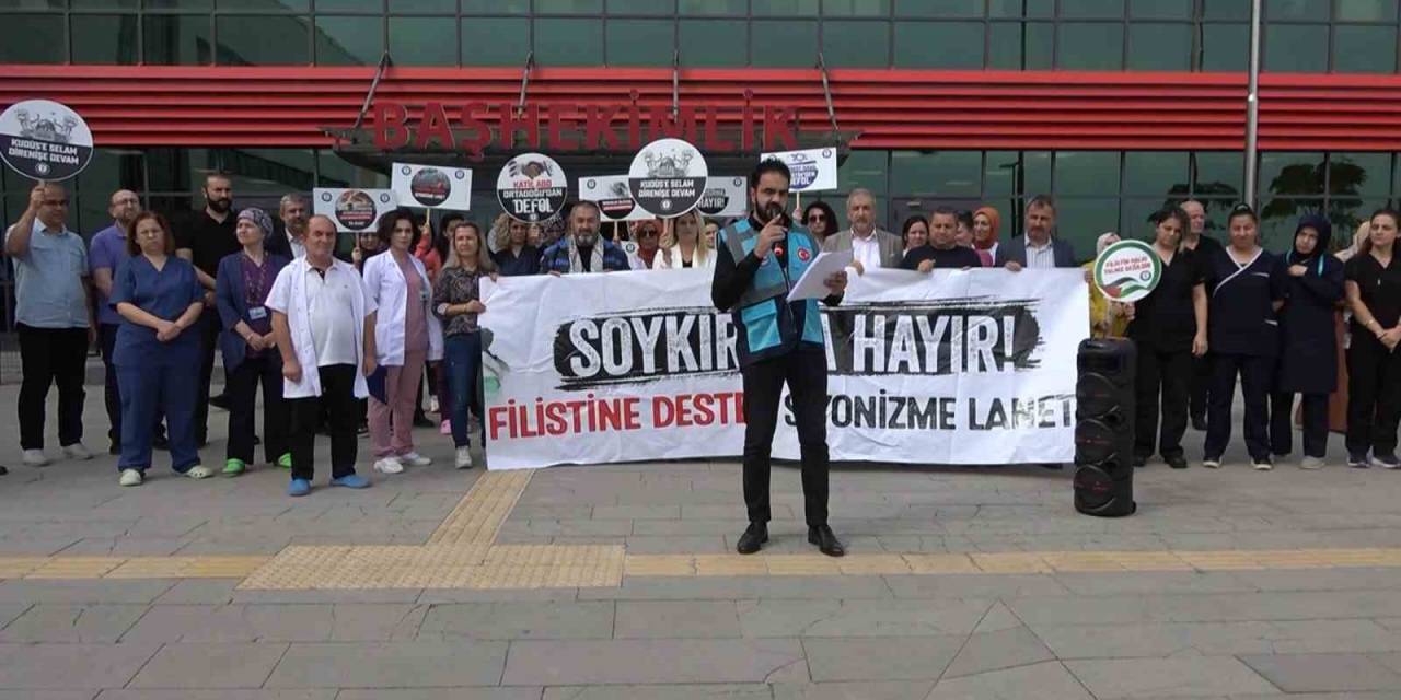 Yalova’da Sağlık Çalışanları İsrail’i Protesto Etti