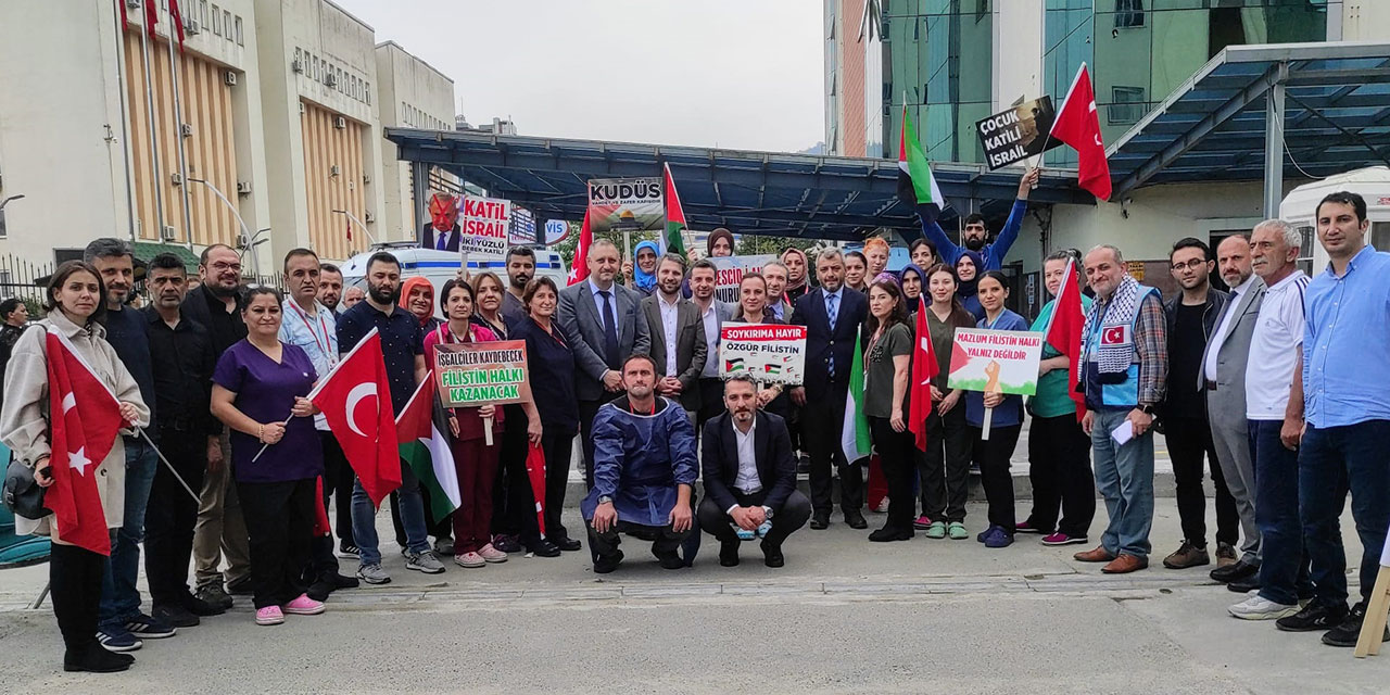 Rize Sağlık Sen İsrail'i protesto etti