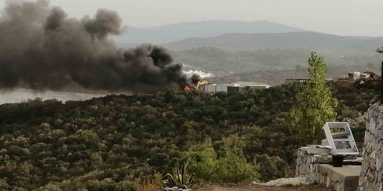 Milas’ta İşçilerin Kaldığı İnşaat Konteynerleri Alev Aldı
