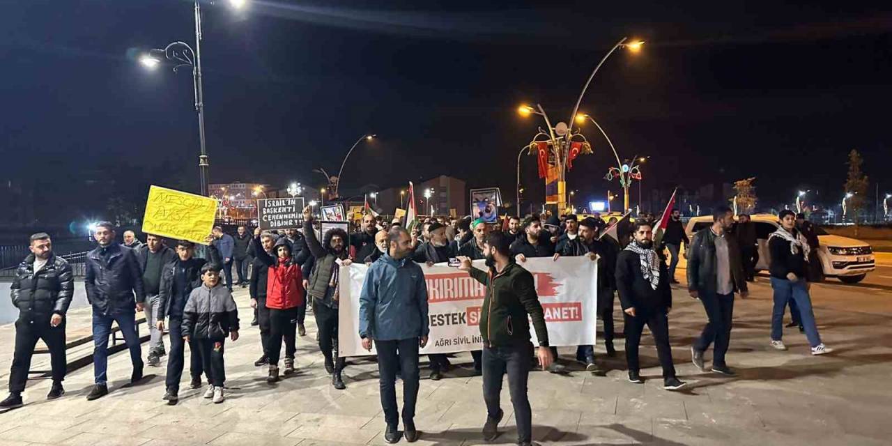 İsrail’in Gazze Saldırıları Ağrı’da Protesto Edildi