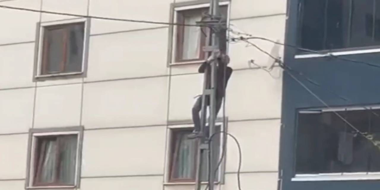 Sultangazi’de Elektrik Direğine Tırmanarak Canını Tehlikeye Attı