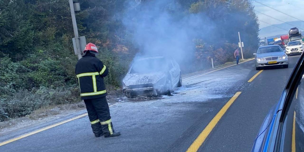 Bolu Dağı’nda Otomobil Yandı