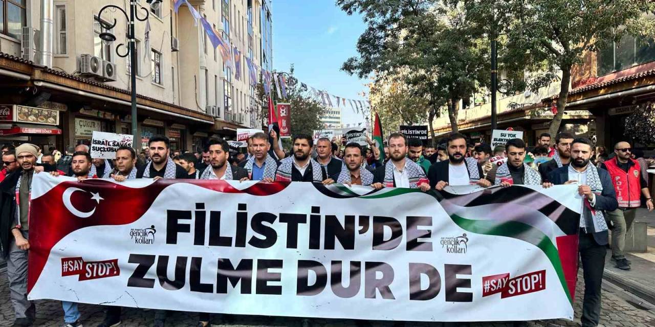 Ak Partili Gençler Diyarbakır’da Filistin İçin ’saystop’ Sloganıyla Yürüdü